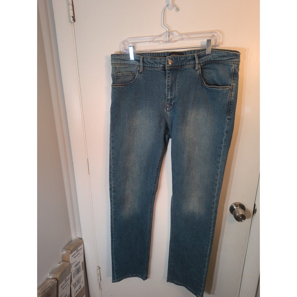 Bugatchi Mens Premium Stretch Jeans Size 38 Blue Denim Straight Leg Pants CX6009